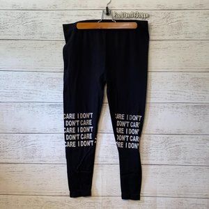 I DON'T CARE Rainbow Stretch Plus Size Black Leggings